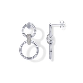 PAVOI Rhodium Plated Convertible Chunky Stud Earrings for Women | Cubic Zirconia Chunky Link Earrings | Drop Dangle Earrings