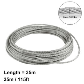 115Ft 1/4 Stainless Steel Cable, 7X19 Steel Wire Rope, 304 Stainless Steel Wire Rope, Stainless Steel Wire Cable for Versatile Outdoor Applications, Corrosion-Resistant, by GENHAKON