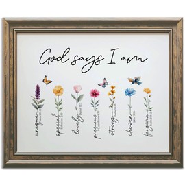 God Says I Am Bible Verse Affirmations Wall Art, Positive Christian Print Gift for Home or Kid's Decor, Biblical Affirmations for Kids Christian Classroom (8x10 inch Print Unframed, God says I am)
