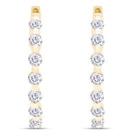 SAVEARTH DIAMONDS 1/2 Carat Round Cut Lab Created Moissanite Diamond Huggie Hoop Earring In 14k Yellow Gold Plated 925 Sterling Silver Jewelry For Women Wedding (VVS1 Clarity, 0.50 Cttw)