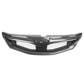 IKON MOTORSPORTS Front Upper Grille, Compatible with 2008-2010 Subaru Impreza WRX Hatchback 4DR Only, OE Style Carbon Fiber Print ABS Plastic Replacement Front Bumper Hood Grill 1PC