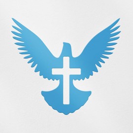 Transparent Decal Stickers of Dove with Cross 01 (Azure Blue) Premium Waterproof Vinyl Decal Stickers for Laptop Phone Accessory Helmet Car Window Mug Tuber Cup Door Wall Decora NVCSKUS532601BE102522