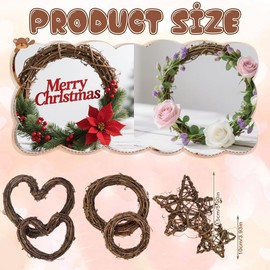 Festival Rattan Natural Dried Ring Willow Wreath Door DIY Crafts Hand-woven Wreath for Rustic and Seasonal Decorations Base for Floral Crafts Perfect for Seasonal Displays 15-10cm Three shapes-6PCS