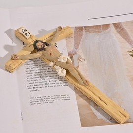 zalati Wall Cross Jesus Resin Handmade Art Crucifix Statues with Hanging Hole for Religious and Communion Decor, Home Prayer, Christening - 8.7"