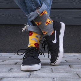 Soxo, Women's Colourful Socks, Size 35-40, Pack of 3, High Cotton Socks with Funny Motifs, Ideal for High and Flat Shoes - Sushi/Ramen/Pizza