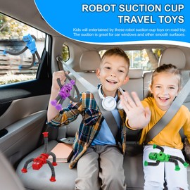 Robot Suction Cup Toys Pop Tubes | 6 PCS-Stretchy Sensory Fidget Toys for Kids Ages 3+ | Perfect for Travel, Party Favors,Autism, Stress Relief Stocking Stuffers