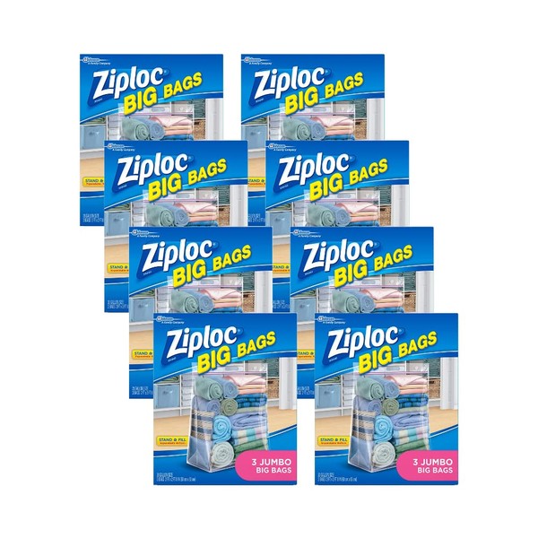 Ziploc Big Bags, Jumbo, 3 ct (Pack of 8)