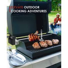 Rotisserie Grill Kit, Automatic Rotating BBQ, UL Certificated Universal Grill Rotisseries with 120V 4W Motor, 28” Spit Rod, 2 x 4 Forks, Complete Holders, and Fixing Screw for Backyard and Outdoor