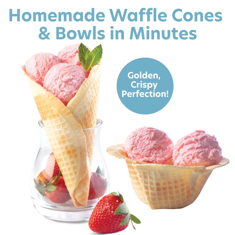 Waffle Cone and Bowl Maker for Homemade Ice Cream Cones-