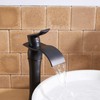 BWE Black Bathroom Faucet with Drain Assembly and Supply Hose