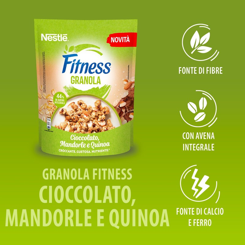 FITNESS Granola con Cioccolato, Mandorle e Quinoa 300g