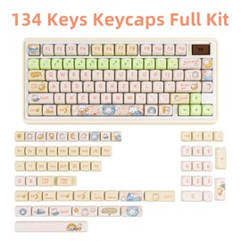 JOLINTAL 144 Keys Thick PBT MOA Profile Keycaps, Cute Green Keycaps Set, Dye Sub Kawaii Cherry Mx Keyboard Keycaps, Round Custom Keycaps Rabbit for ANSI Layout Mechanical Gaming Keyboard