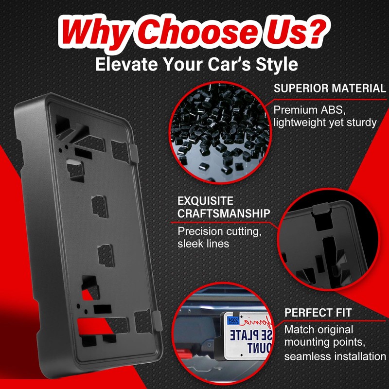 Heavy-Duty ABS Front License Plate Bracket – License Plate Holder