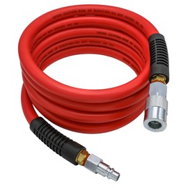 YOTOO Air Hose 1/2 in. x 10 ft, 300 PSI Hybrid Lead-in Air Compressor Hose, Heavy Duty, Lightweight, Kink Resistant, All-Weather Flexibility with 3/8" Industrial Air Fittings and Bend Restrictors, Red