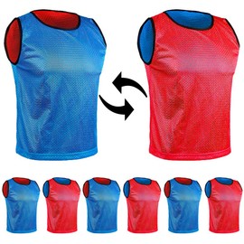 SPORTSBIBS 6 x Football Bibs for Children and Adults - Set of 6 - Reversible Bibs 2 Colours, Training Bibs, Marking Shirt Double-Sided for Men and Women Juniors Seniors