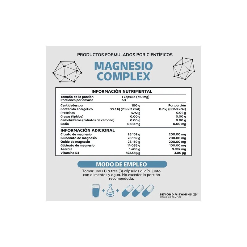 Beyond Vitamins Magnesio Complex Citrato Polvo Glicinato Gluconato Óxido Vitaminas