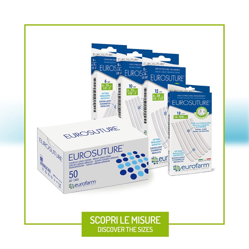 Eurosuture - Skin Closure, Hypoallergenic, Reinforced, Round Ends, 1/8 x