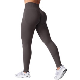 VOYJOY Women Seamless Impact Leggings Scrunch Workout Leggings Medium Waist Tummy Control Butt Lifting Gym Yoga Pants Dark Brown S