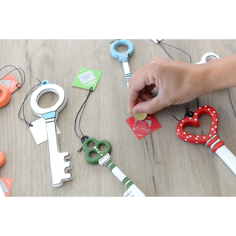 Egan Key Ceramic, White and Red, Unique