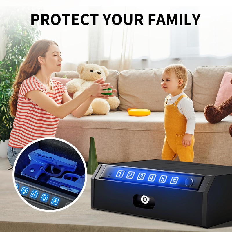 ADIMO Biometric Handgun Lock Box, Fingerprint Gun Safe with Quiet