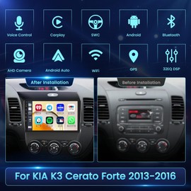 2+64GB Android 15 Car Radio for KIA K3 Cerato Forte 2013-2016 Wireless Carplay Android Auto, 9" Touch Screen Car Stereo GPS Navi, WiFi, Bluetooth, Backup Camera, FM RDS Radio, EQ DSP, SWC