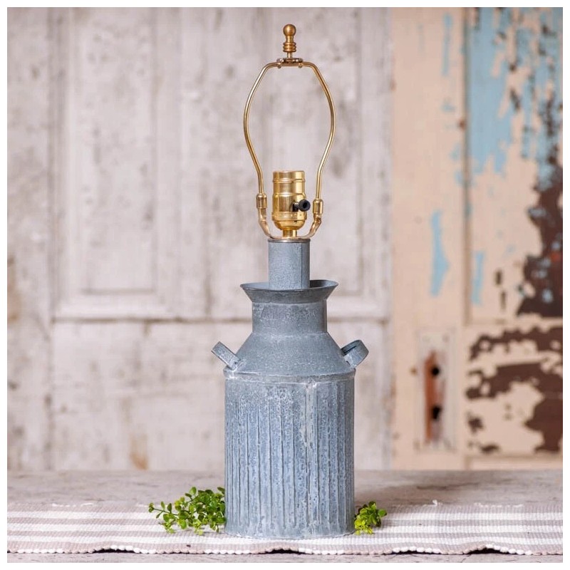Irvin's Tinware Country Milk Jug Lamp, Weathered Zinc, 20 Inche