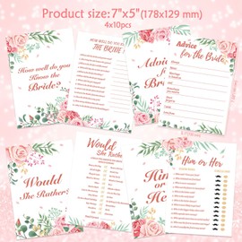 HOWAF 40 Hen Night Party Games, Advice for the Bride Cards, How Well Do You Know the Bride, Would She Rather, Hen Party Games Hen Do Games Bridal Shower Games Rose Gold Hen Do Accessories Decorations