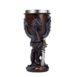 Ottalent Purple Flame Dragon Goblet with Stainless Steel Insert, Fantasy Dungeons and Dragons Gift,Wine Chalice Cup