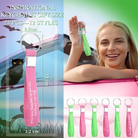 Sasylvia 24 Pcs Inspirational Quote Keychains Bulk for Women Men Girls Party Favor Gifts Motivational Keychain Ring(Pink Green,24 Pcs)