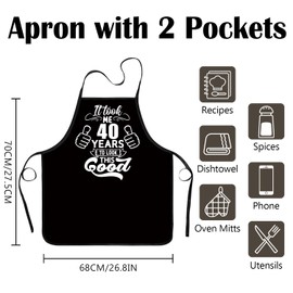 Qoibraze 40th Birthday Gifts for Men Women, Funny Cooking Chef Aprons, It took me 40 Years to look this good BBQ Cooking Apron with Pockets Kitchen Work Aprons (40)