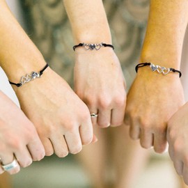 Adjustable size and beautiful bracelet,best friend gift for women(Silver Heart for 3)