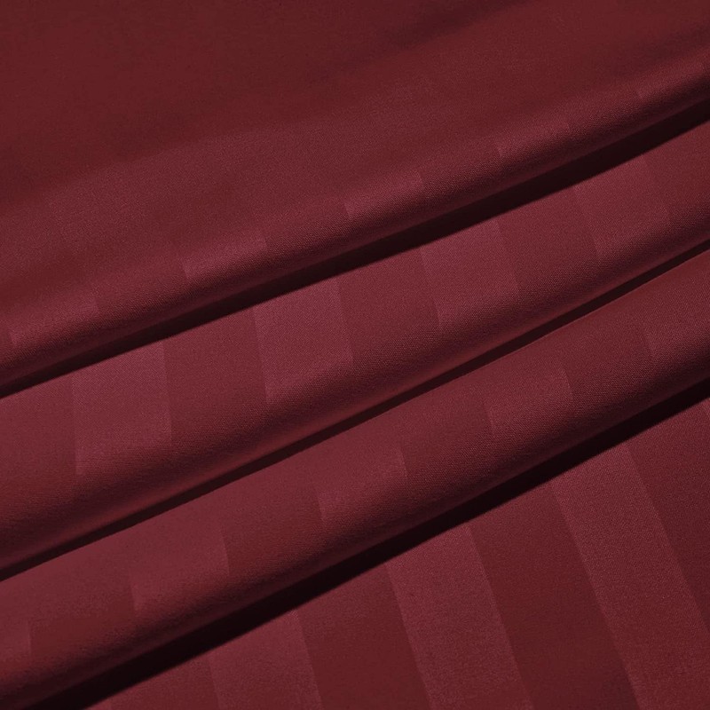 Hafaa Double Fitted Sheet Soft Satin Strips Microfiber Bed Sheets