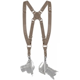 C Coiro Camera Harness for 2 Cameras – Dual Shoulder Leather Camera Strap – Double Camera Harness for DSLR/SLR, Grey