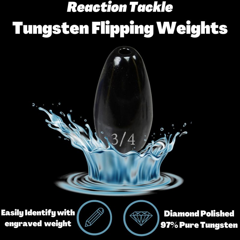 Reaction Tackle Tungsten Flipping Weights Sinkers - 3/8 Black
