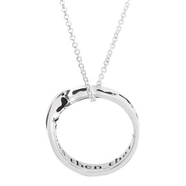 Dicksons Footprints In The Sand Endless Script Women's 18 Inch Silver Tone Metal Plated Mobius Ring Necklace in Jewelry Box with Sentiment Card