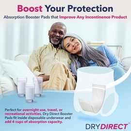 Dry Direct Ultimate Plus Incontinence Booster Pads, Adds 3 Cups Extra Absorbency to Adult Diapers, Super Soft, Adhesive Strip Backing, Unisex (Case of 120 Pads)