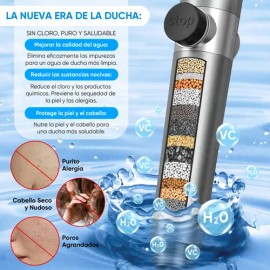 Regadera Ducha De Mano Alta Presión 4 Modos Telefono Cabezal Plateado Con esferas filtrantes incorporadas, purifica el agua Regadera para Baño Manguer
