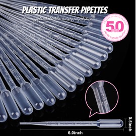Transfer Pipettes, Teenitor 50PCS 3ml Eye Dropper Plastic Transfer Pipettes for Essential Oil, Disposable Liquid Dropper for Science Laboratory, Lab, DIY