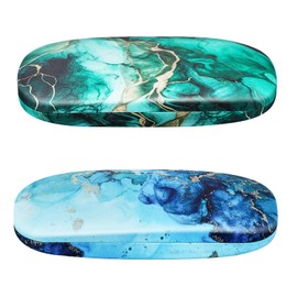 Camptrip Pack of 2 Hard Case Glasses Case, Glasses Box, Hard Shell Glasses Case, Portable Glasses Case, Suitable for Women, Men, Children, colourful