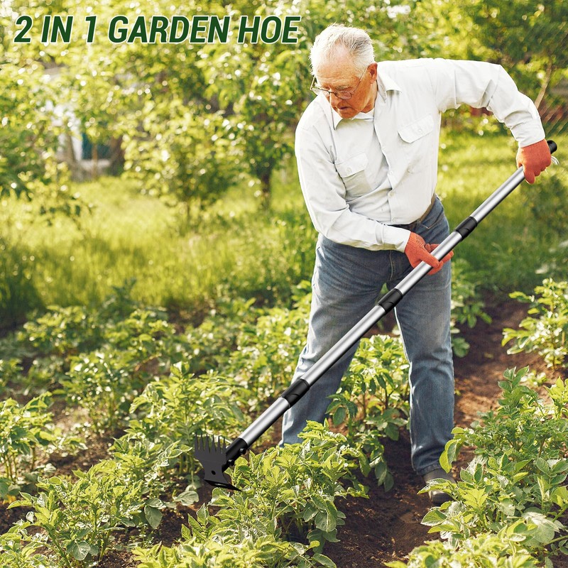 Ukiupop Long Handle Weed Puller Tool – 2-in-1 Handle Garden