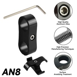 8AN Hose Separator Clamp Aluminum Fuel Line Separators Clamp bracket Fitting Adapter for Fuel Line, Oil Line, Brake Line, Water Pipe and Gas Line,4Pcs Black.