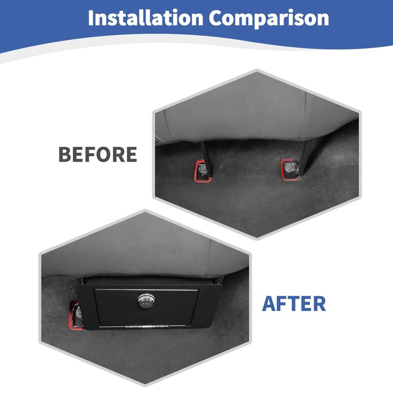 JOSHELA for Jeep JLU Under Rear Seat Safe Box with