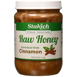 Stakich Cinnamon Enriched Raw Honey - Pure, Unprocessed, Unheated - 40 Ounce