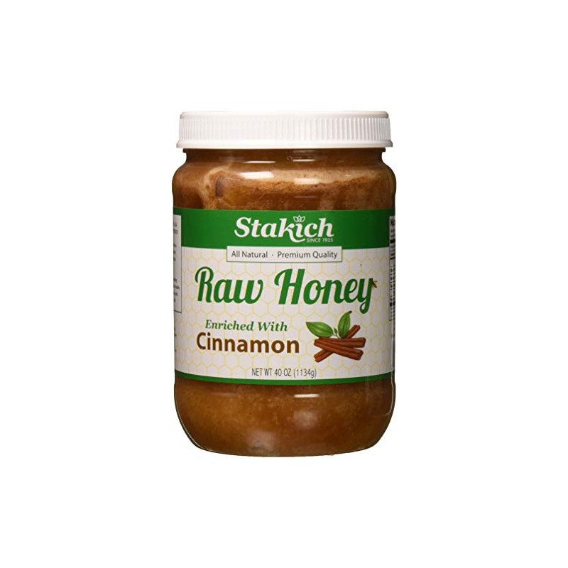 Stakich Cinnamon Enriched Raw Honey - Pure, Unprocessed, Unheated -