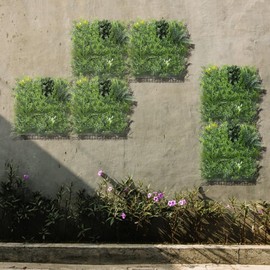 COARBOR 14 Packs 20" x 20" Artificial Boxwood 3D Panels Faux Ivy Fence Privacy Topiary Hedge Plant Fence Grass Wall Panels Backdrop for Balcony Patio Outdoor Indoor, 04 Mixed Leaves