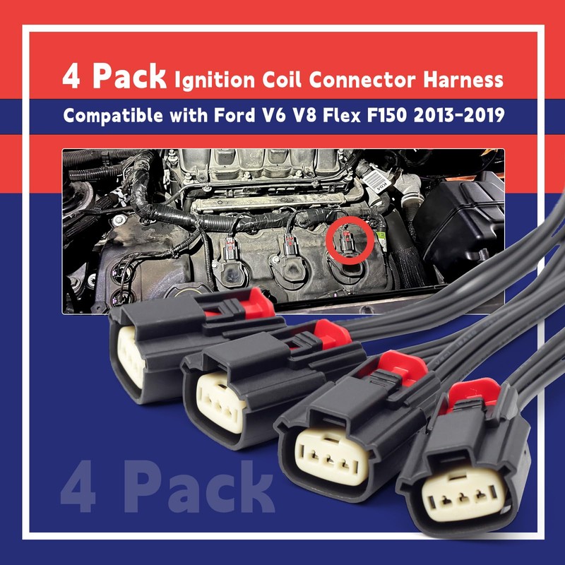 Dusledel Ignition Coil Connector Harness Compatible with Ford V6 V8