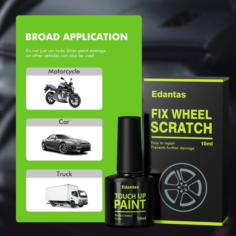 Edantas Silver Gray Rim Touch Up Paint, Wheel Touch Up