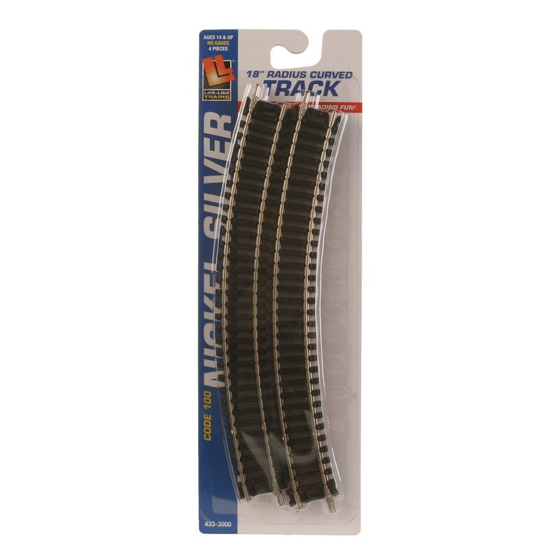 Walthers Life-Like 18" Radius Curve 4-Pack-Code 100 Nickel Silver 433-3000