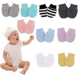 1 Pair Baby Anti Scratching Soft Cotton Gloves Newborn Infant Handguard Mittens Black and White Stripes Gloves and Boy Mittens