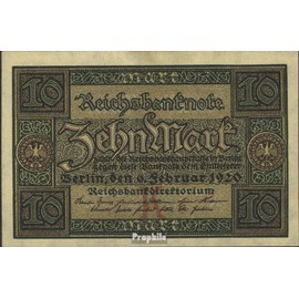 Prophila Collection Banknote German Reich Rosenbg: 63b, 8-digit control number used (III) 1920 10 mark (banknotes for collectors - no means of payment)